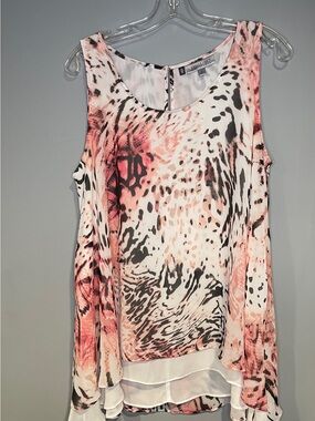 Jennifer Lopez Pink Animal Print Sleeveless Blouse